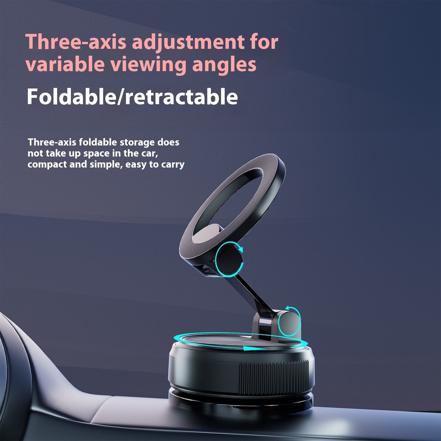 Magnetic Foldable Car Phone Holder – Suction & Nonslip